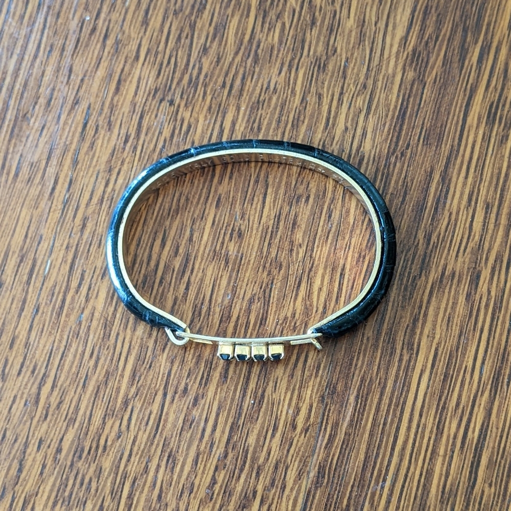 Black Snakeskin Bangle Bracelet made in Italy 24K gold plated